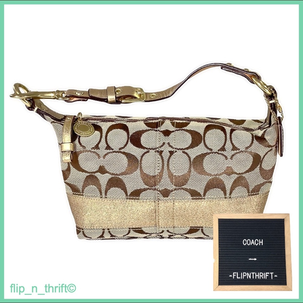 πHPππCOACH Mini PurseβLogo Pattern w/Gold - Picture 1 of 9